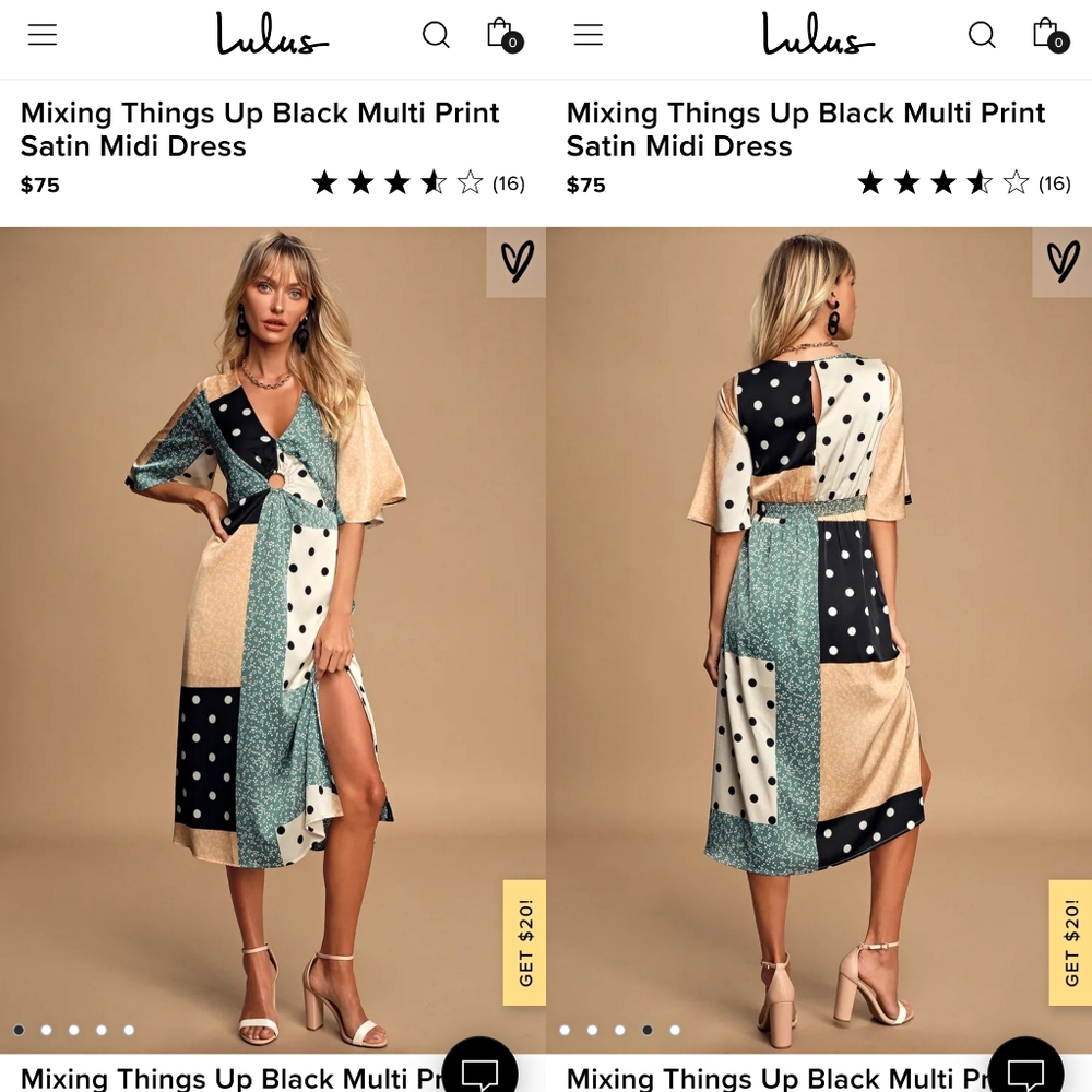 Lulu's Black Multi Print Satin Midi Dress